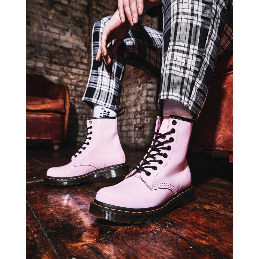 NEW Dr. Martens 1460 Pale Pink Patent Leather Lace Up Boots